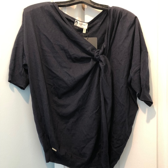 Navy blue Lanvin cashmere silk wool doleman sleeve sweater NWT, size small - Picture 1 of 9